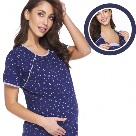 Camasa de alaptare, Little Stars, Navy, Maneca Scurta  , Bebeprice [4]