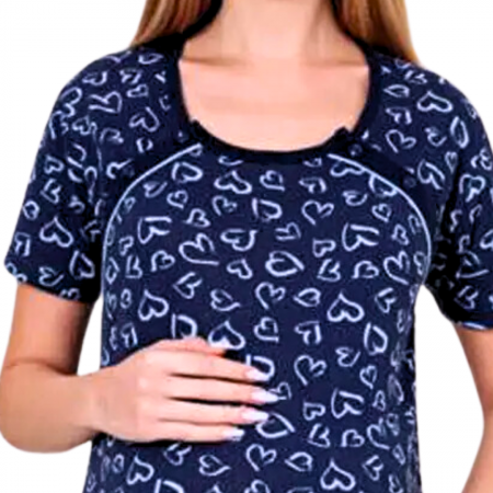 Camasa de alaptare, Lovely, Navy, Maneca Scurta , Bebeprice [1]