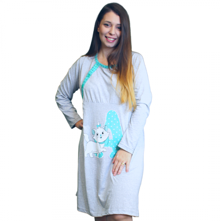 Camasa de alaptare, Pretty Cat, Baray, Grey, maneca lunga [1]
