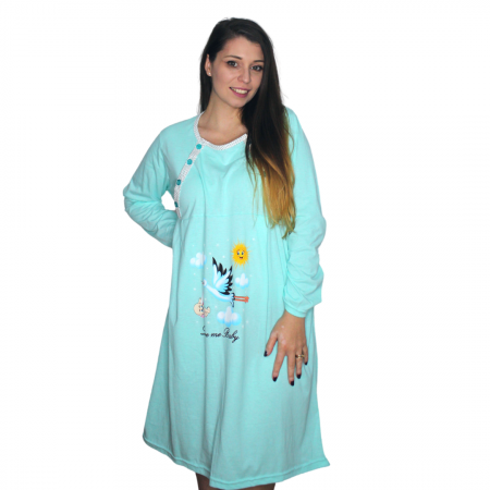 Camasa de alaptare, Love Me Baby, turquoise, maneca lunga [0]