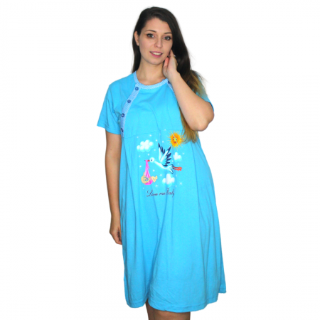 Camasa de alaptare, Love Me Baby, Cielo, maneca scurta [0]