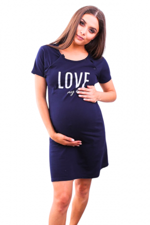 Camasa de alaptare, Love my Baby, Navy, Maneca Scurta , BebePrice [2]