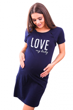 Camasa de alaptare, Love my Baby, Navy, Maneca Scurta , BebePrice [6]