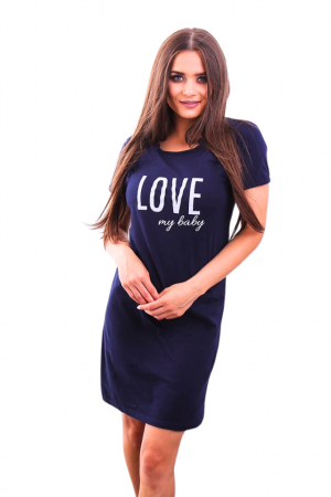 Camasa de alaptare, Love my Baby, Navy, Maneca Scurta , BebePrice [1]