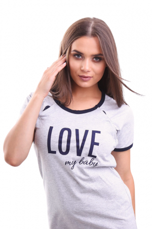 Camasa de alaptare, Love my Baby, Grey, Maneca Scurta , BebePrice [5]