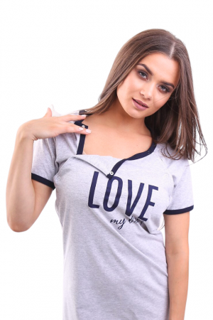 Camasa de alaptare, Love my Baby, Grey, Maneca Scurta , BebePrice [3]