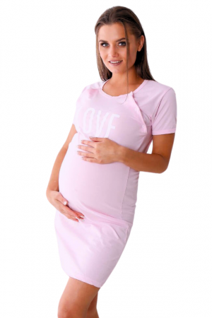 Camasa de alaptare, Love my Baby, Pink, Maneca Scurta, BebePrice [2]