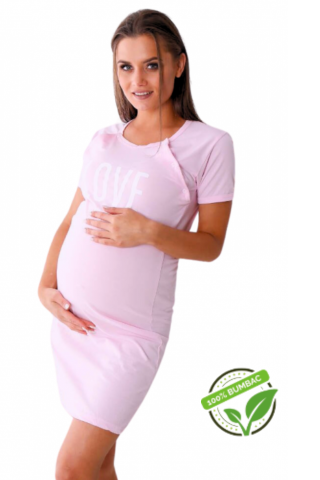 Camasa de alaptare, Love my Baby, Pink, Maneca Scurta, BebePrice [0]