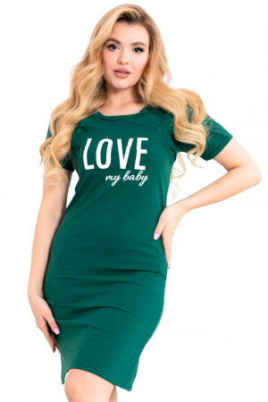 Camasa de alaptare, Love my Baby, Green, Maneca Scurta, BebePrice [2]