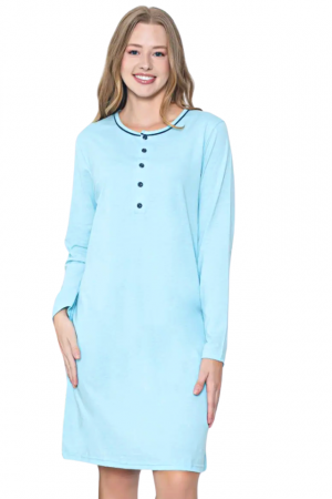 Camasa de alaptare, Riviera, Aqua Blue, Maneca Lunga , Bebeprice [1]