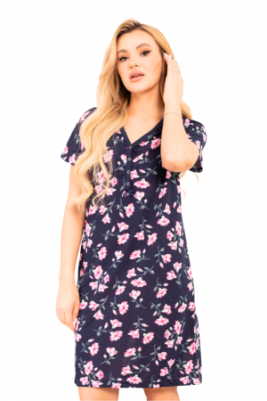 Camasa de alaptare, Floralis, Navy-Purple,Maneca Scurta, Bebeprice [6]