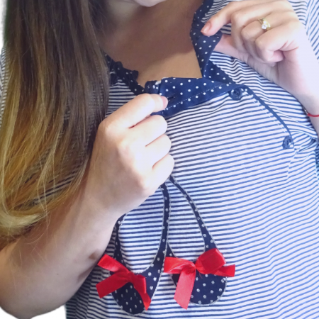 Camasa de alaptare Red Slipper, White Navy, Betul, Maneca scurta, BebePrice [3]