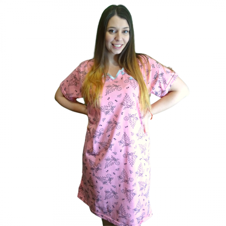 Camasa de alaptare Sensitive Leaf Pink, Betul, Maneca scurta, BebePrice [1]