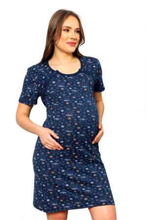 Camasa de alaptare, Interstellar, Dark Navy, Maneca Scurta, Bebeprice [0]
