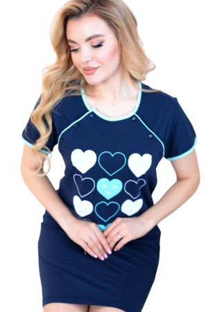 Camasa de alaptare, Venice, Blue-Turquoise, Maneca Scurta, Bebeprice [1]