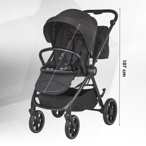 BBP-325065460 Carucior modular 2 in 1 Serry Jet Black centura de siguranta in 5 puncte si sistem de pliere BebePrice.ro [7]