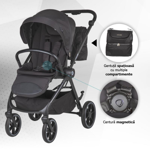 BBP-325065460 Carucior modular 2 in 1 Serry Jet Black centura de siguranta in 5 puncte si sistem de pliere BebePrice.ro [6]