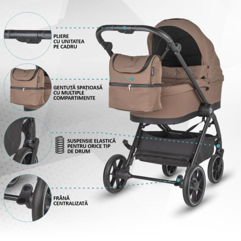 BBP-325065444 Carucior modular 2 in 1 Serry Light Taupe centura de siguranta in 5 puncte si sistem de pliere BebePrice.ro [11]