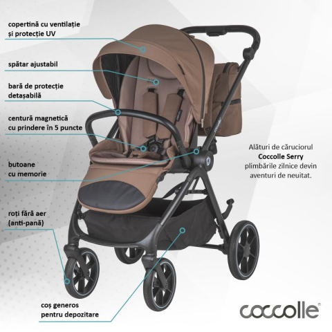 BBP-325065444 Carucior modular 2 in 1 Serry Light Taupe centura de siguranta in 5 puncte si sistem de pliere BebePrice.ro [6]