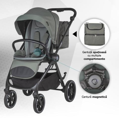 BBP-325065481 Carucior modular 2 in 1 Serry Moss Green centura de siguranta in 5 puncte si sistem de pliere BebePrice.ro [6]