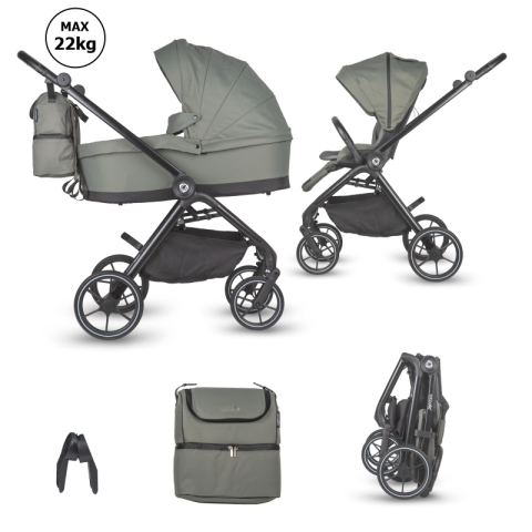 BBP-325065481 Carucior modular 2 in 1 Serry Moss Green centura de siguranta in 5 puncte si sistem de pliere BebePrice.ro [3]