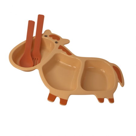 Castron din plastic cu tacamuri, Horse, Light Brown [0]