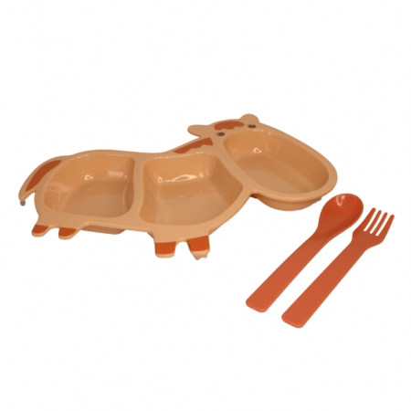 Castron din plastic cu tacamuri, Horse, Light Brown [2]