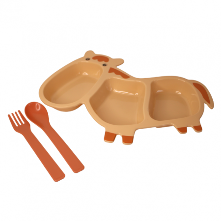 Castron din plastic cu tacamuri, Horse, Light Brown [1]