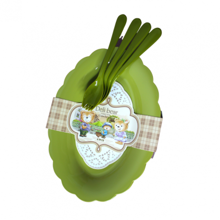 Set 4 platouri si tacamuri, pentru microunde, Green [3]
