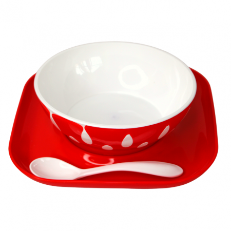 Alimentatie bebe & Accesorii hranire - Set diversificare cu suport, fara BPA, Rosu