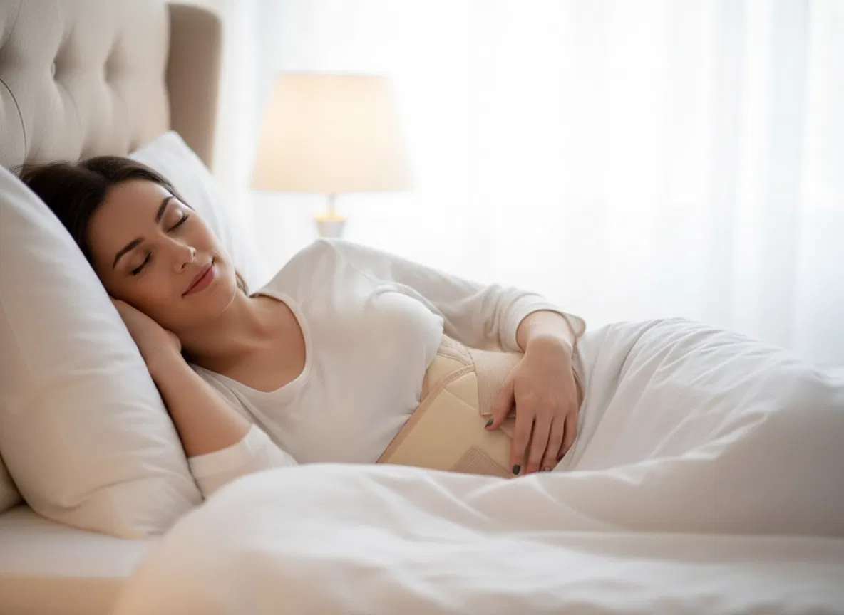 Centura abdominala modelatoare postnatala PREMIUM, prindere velcro, Beige [1]