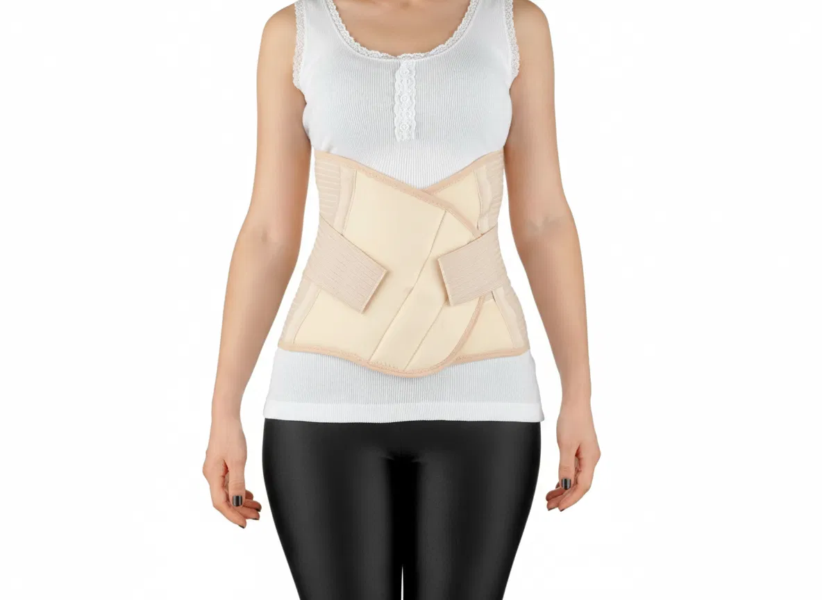Centura abdominala modelatoare postnatala PREMIUM, prindere velcro, Beige [8]