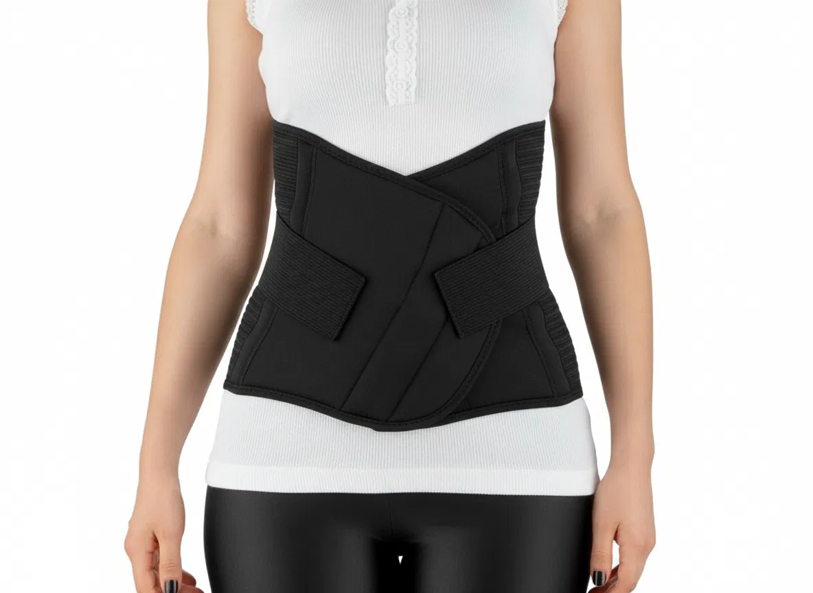 Centura abdominala modelatoare postnatala PREMIUM, prindere velcro, Black [5]