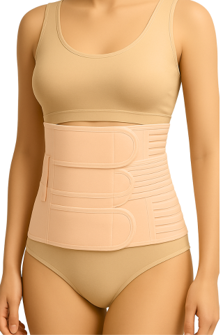 Centuri abdominale postnatale - Centura abdominala postnatala compresiva cu prindere velcro, Beige