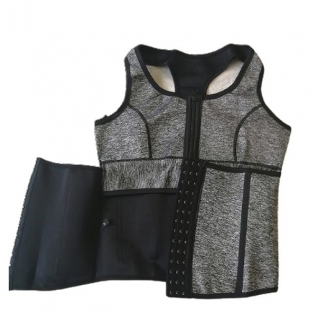 Centura pentru slabit cu prindere dubla din neopren, Grey-Black [3]