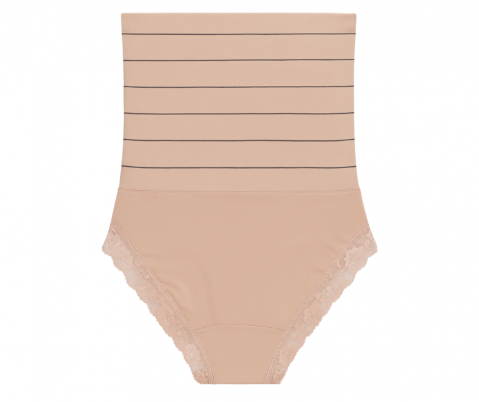 Chilot modelator cu talie inalta si dantela, Velvet Shape, Nude Rose, BebePrice [2]