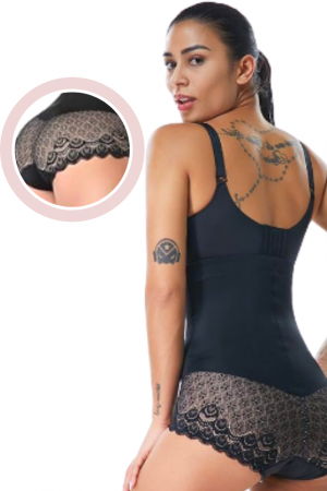 Chilot modelator cu dantela, efect tanga, Black, BebePrice [4]
