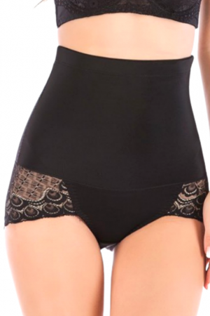 Chilot modelator cu dantela, efect tanga, Black, BebePrice [2]