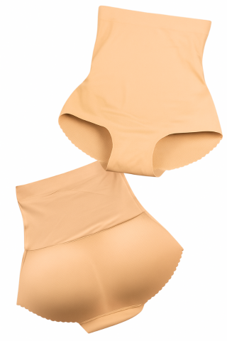 Chilot modelator cu talie inalta PushUp Contour, Beige, BebePrice [1]