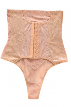 Chilot modelator, tanga cu talie inalta  si corset, prindere mos si baba, dantela, Shapella, Beige, BebePrice [1]