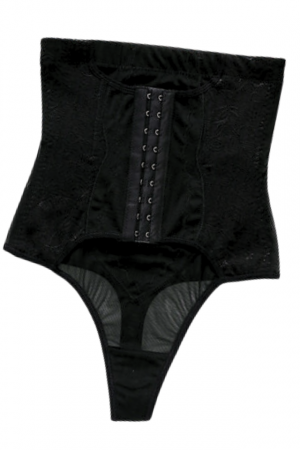 Chilot modelator, tanga cu talie inalta  si corset, prindere mos si baba, dantela, Shapella, Black, BebePrice [1]