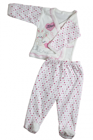 Set maternitate bumbac nou-nascut (0-3 luni), Bebelax, Rabbits, white-pink- 5 piese [6]