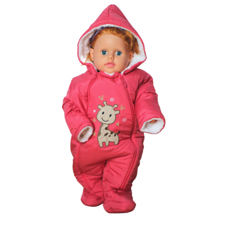 Combinezon gros din fas, fetita, Giraffe, Corai [3]