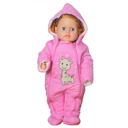 Combinezon gros din fas, fetita, Giraffe, Pink [0]