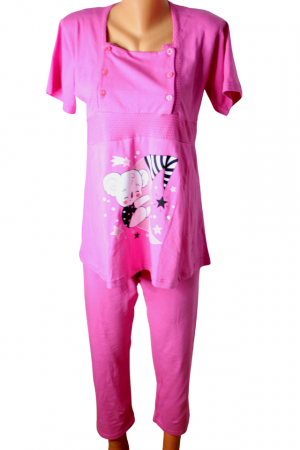 Compleu maternitate, Pijama alaptare + Halat gravide - 3 piese, Koala, Magenta [1]