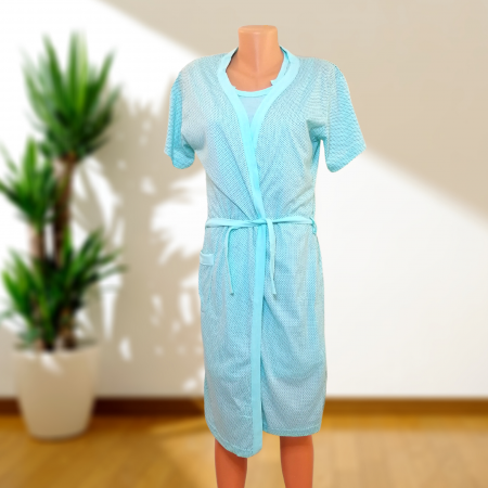 Compleu maternitate, Camasa alaptat + Halat gravide, Baby Stroller, Turquoise - Maneca scurta [3]