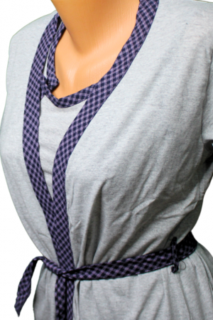 Compleu maternitate, Camasa alaptat + Halat gravide, Baby Shower, Grey-Purple, BebePrice [8]