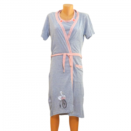 Compleu maternitate, Camasa alaptat + Halat gravide, Grey-Porto, BebePrice - Maneca scurta [1]