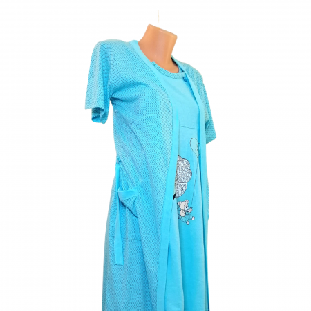 Compleu maternitate, Camasa alaptat + Halat gravide, Baby Stroller, Blue - Maneca scurta [2]