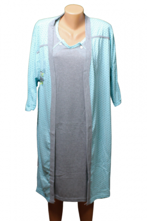 Compleu maternitate, Camasa alaptat + Halat gravide, Hanna, maneca 3/4 ,BebePrice [1]